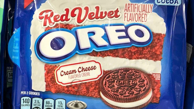 Package of Red Velvet Oreo cookies