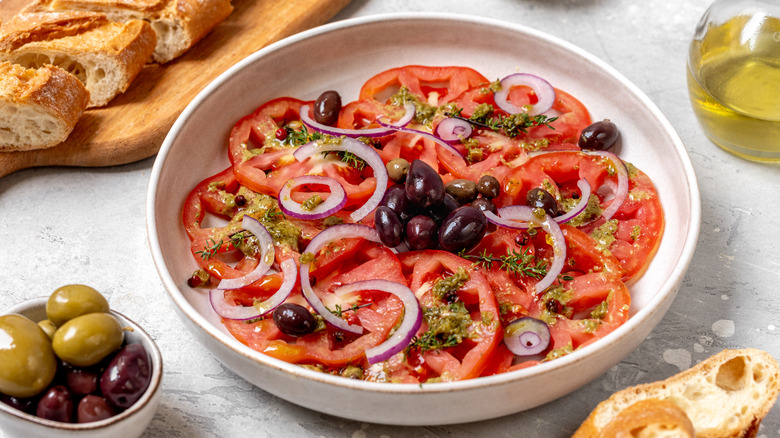 tomatoes with olives and capers