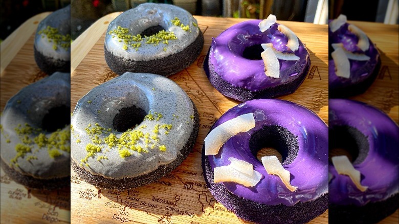 Ube mochi donuts