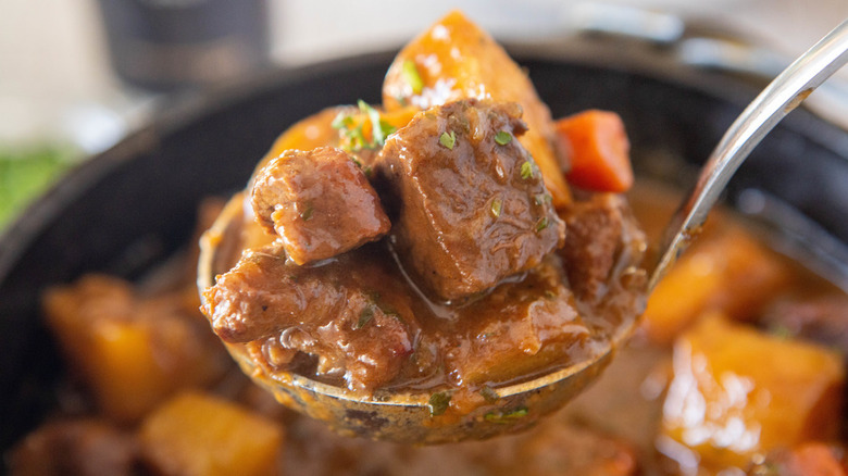 Guinness stew in Dutch oven