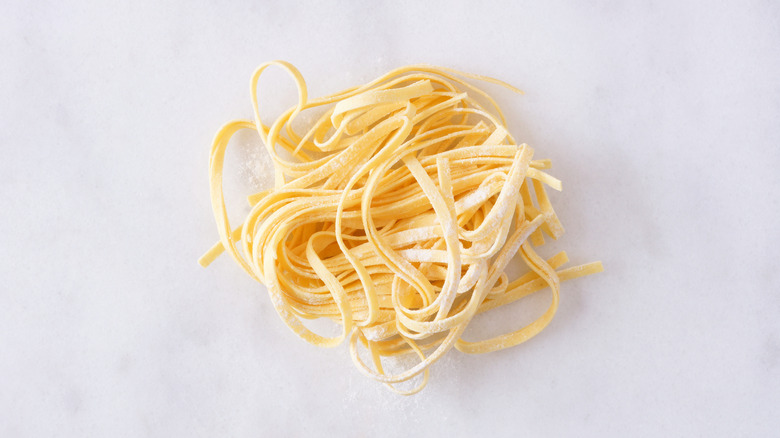 fresh linguine on counter