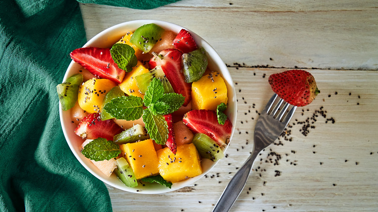 cut fruits in bowl