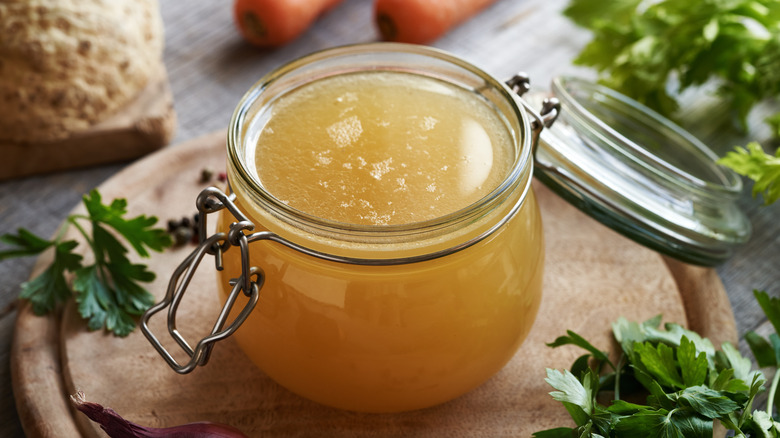 jar of homemade broth