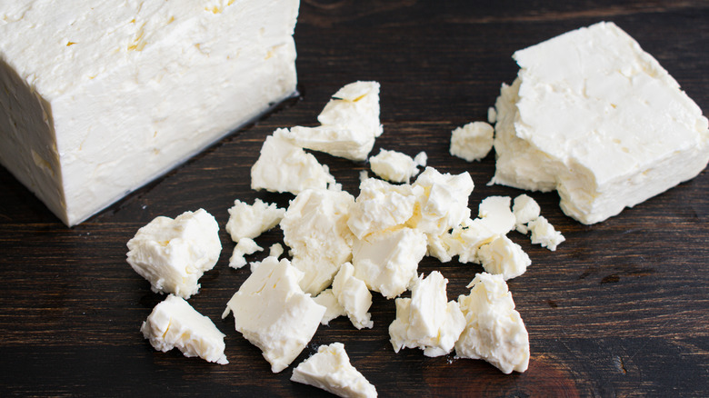 crumbled block of feta cheese