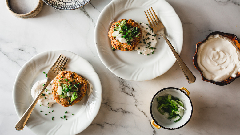 salmon cakes on plate