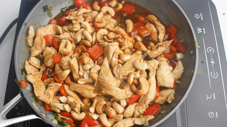 Cashew chicken in pan