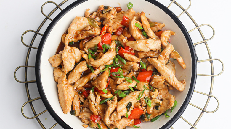 Cashew chicken on serving platter