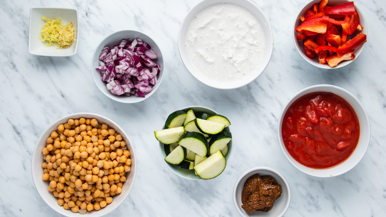 Curry chickpea ingredients