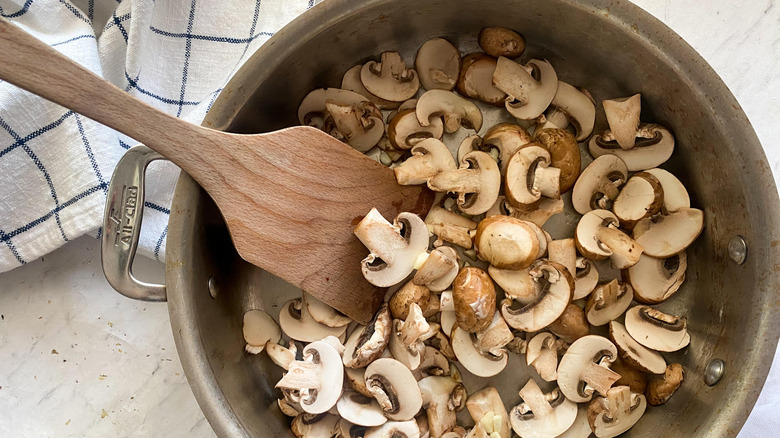 Mushrooms in a deep pot