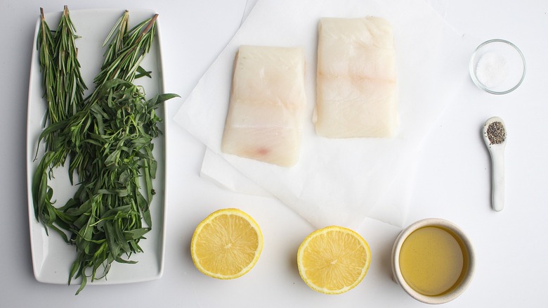 Ingredients to make halibut parcels