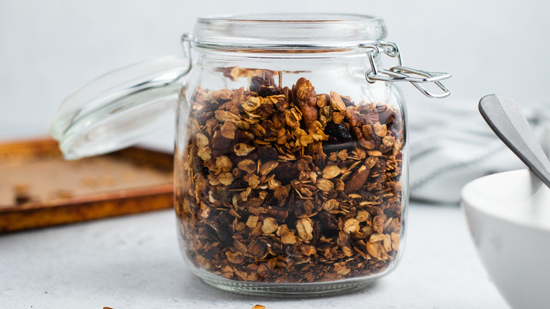 homemade granola in a jar