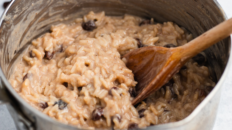 rice pudding in bowl