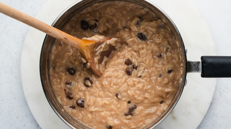 rice pudding in a saucepan 