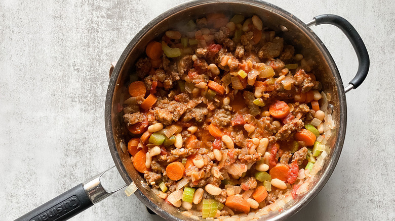 pot of cooked cassoulet