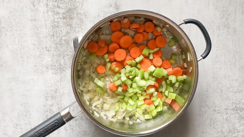 diced celery, carrots, and onions