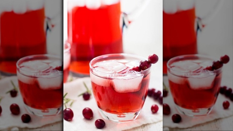 Cranberry cocktail in a short glass