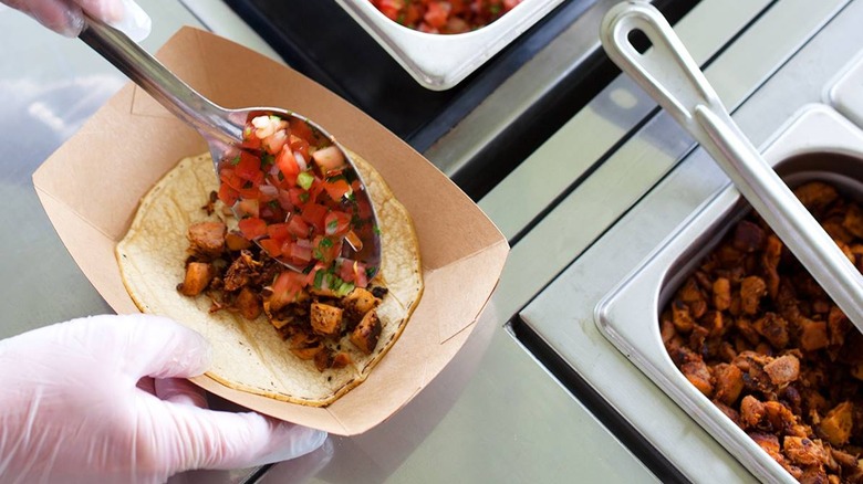 Chipotle assembly line ingredients