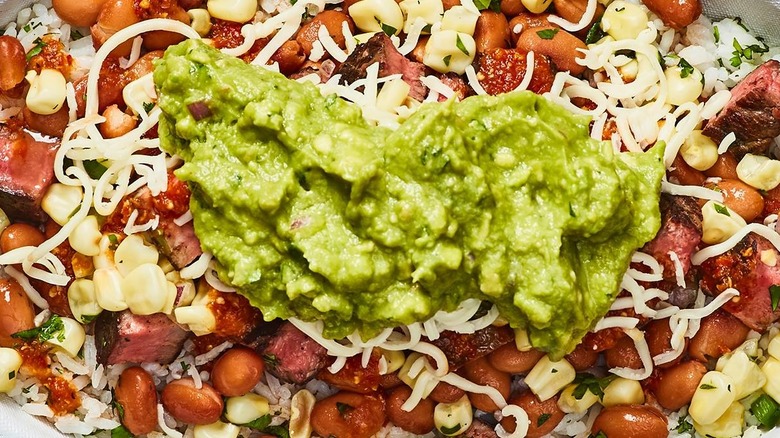 Chipotle bowl with guacamole