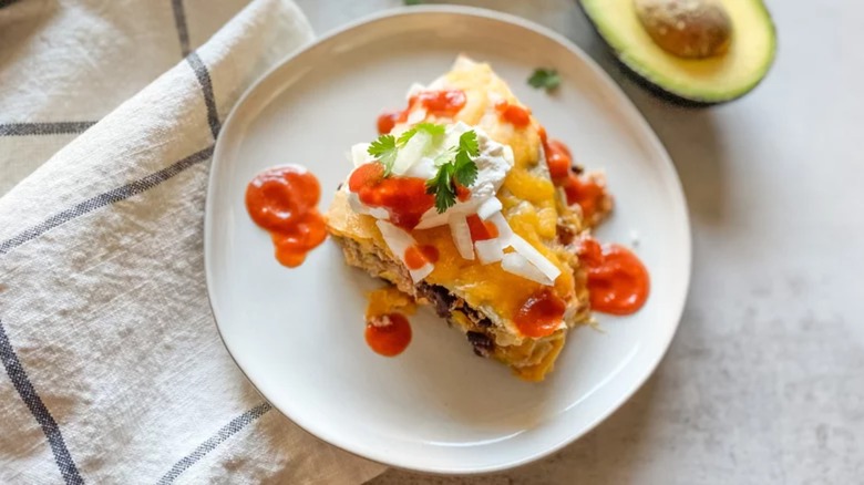 Chicken quesadilla casserole on plate