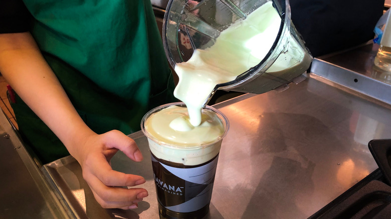 Cold Foam poured on tea