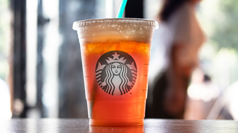 Starbucks iced tea in a cup