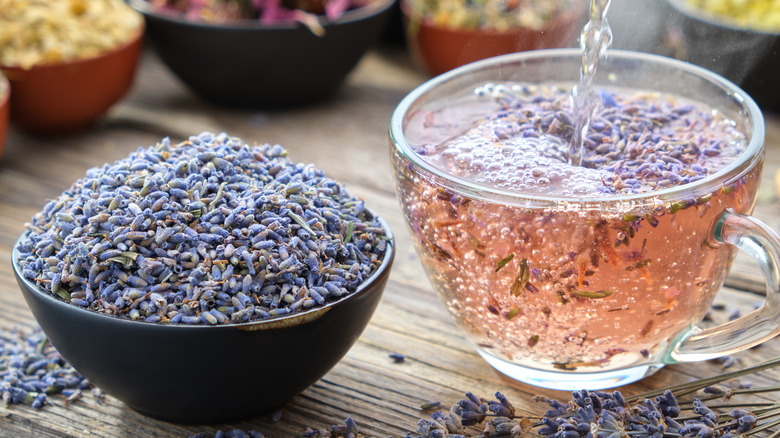 lavender tea with dried flowers