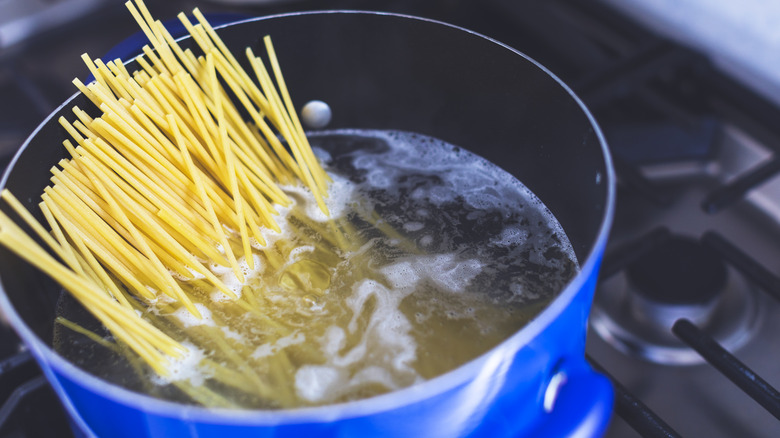 pasta in pasta water