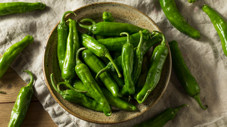 shishito peppers in bowl