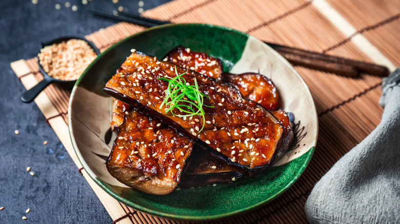 japanese eggplant with sesame seeds