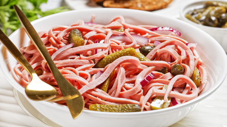 Sausage and gherkin salad