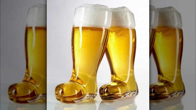 Multiple beer boot glasses 