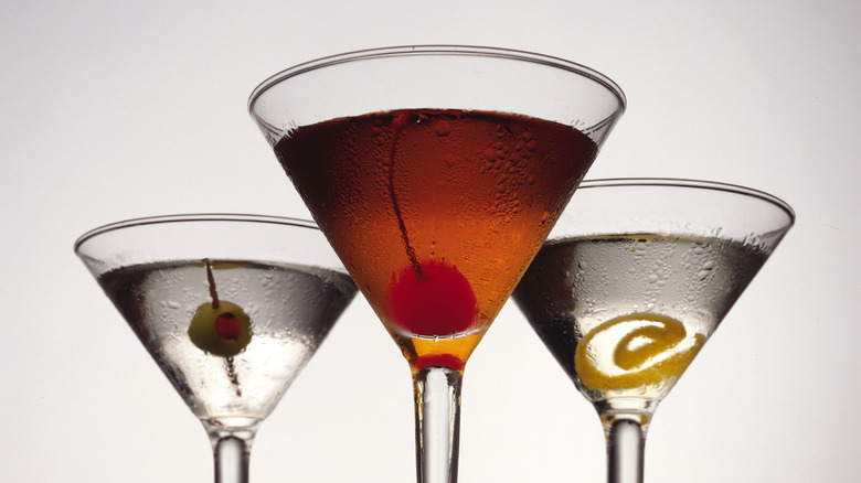 different martinis with whiskey