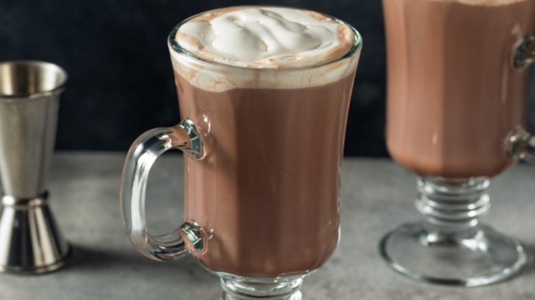 Grand Marnier Hot Chocolate in clear mug