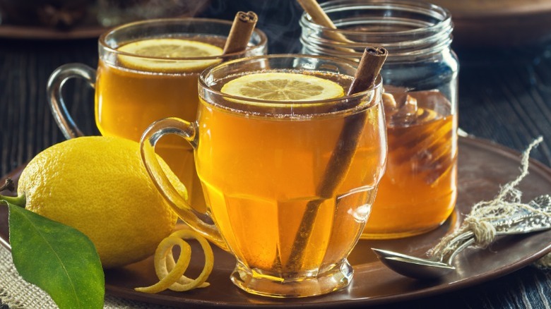 Hot Toddy in glasses on tray