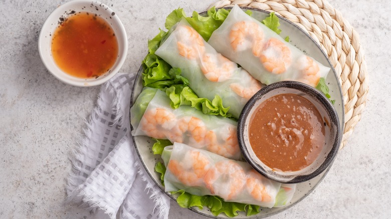 A plate of Vietnamese spring rolls