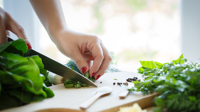 Chopping herbs