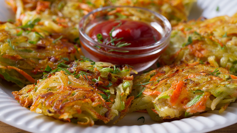 vegetable hash browns on plate