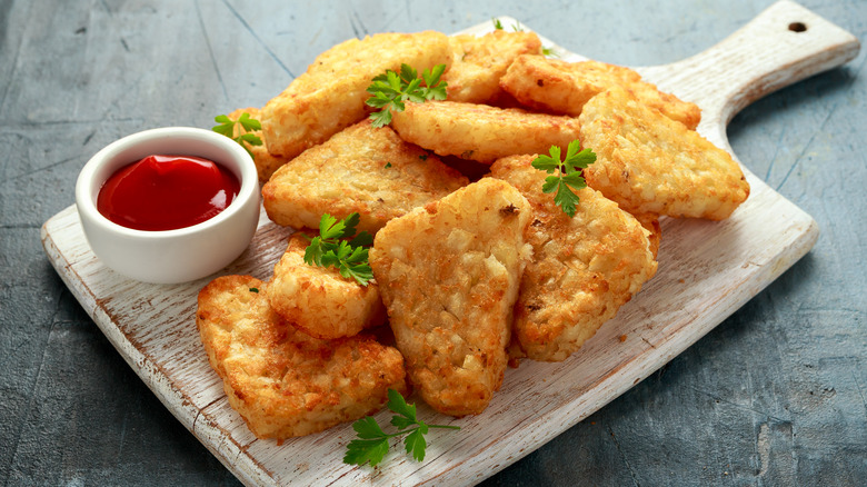 hash browns on serving board