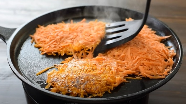 frying sweet potato hash browns