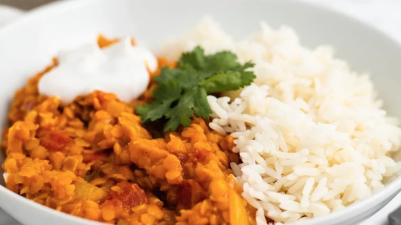 Coconut Red Lentil Dal with white rice