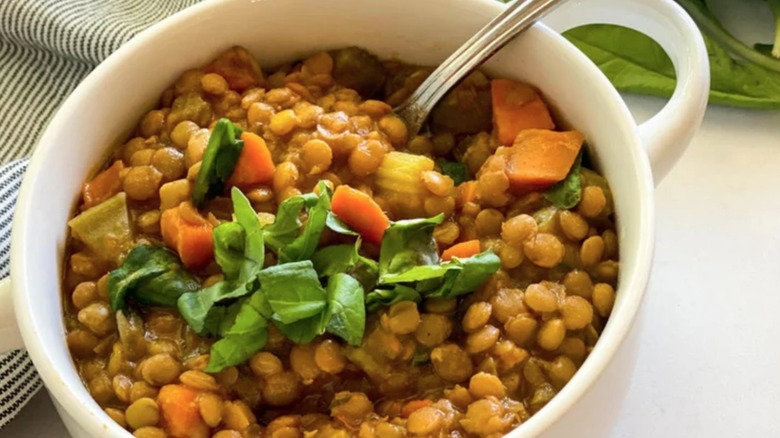 Slow Cooker Lentil Soup in a bowl