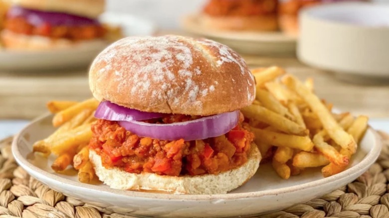 Vegan Sloppy Joes with French fries