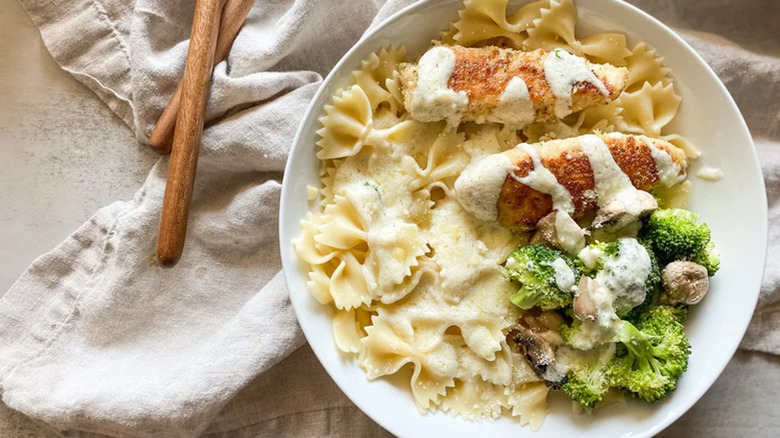 Parmesan crusted chicken pasta