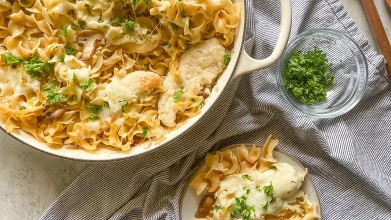 Chicken Marsala casserole egg noodle