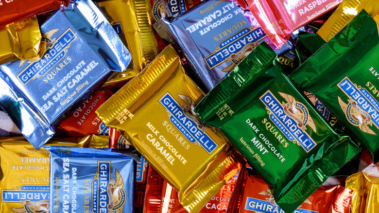 Squares of Ghirardelli chocolate