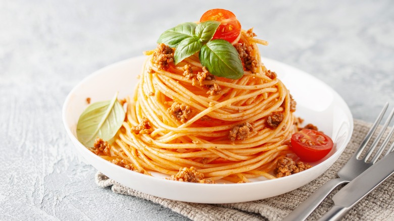 Spaghetti on a plate