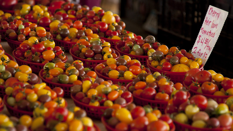 Cherry tomatoes in containers