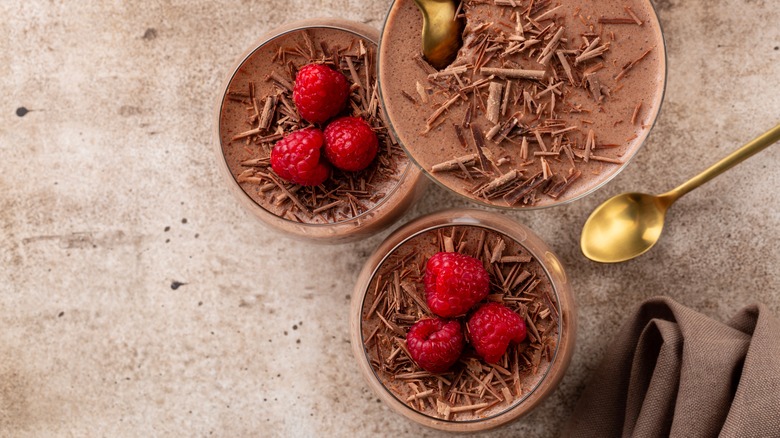 chocolate mousse with raspberries