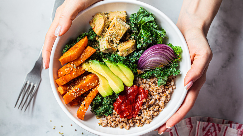 veggie and grain bowl with roasted veggies