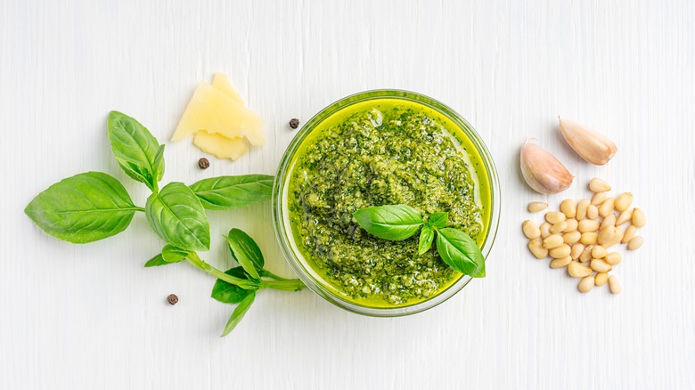 pesto basil cheese pine nuts